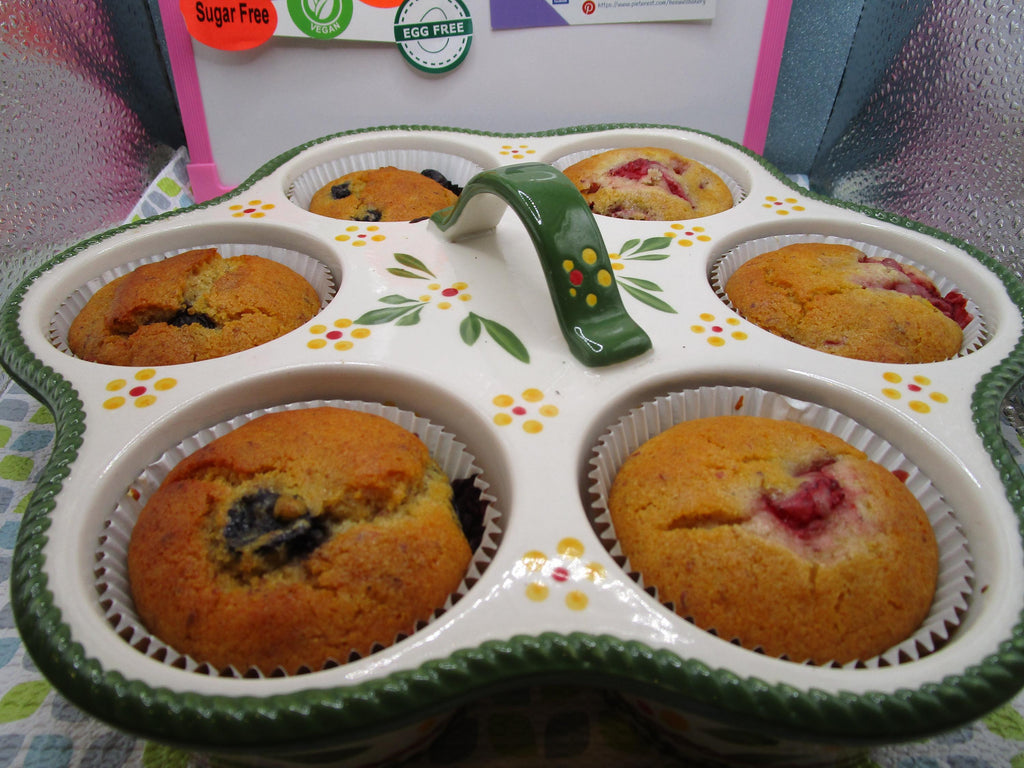 Sugar Free Muffins, Low Fat, Gluten Free, Dairy Free, Egg Free, Vegan, Nut Free, Organic Fruit, Allulose, Low Calorie, Graduation Brunch,