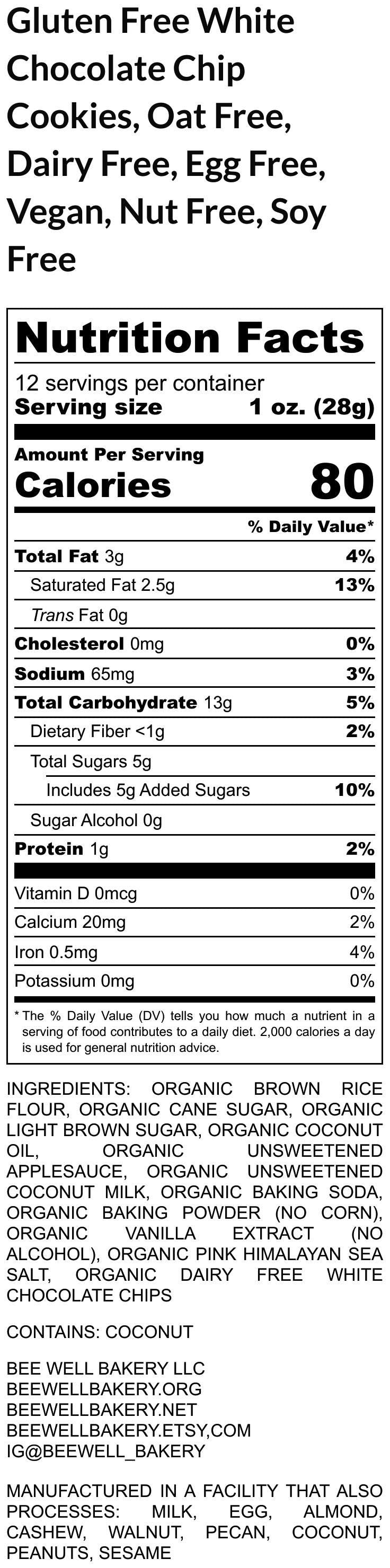 GF WHITE MACADAMIA NUT CHOCOLATE CHIP COOKIE / VEGAN