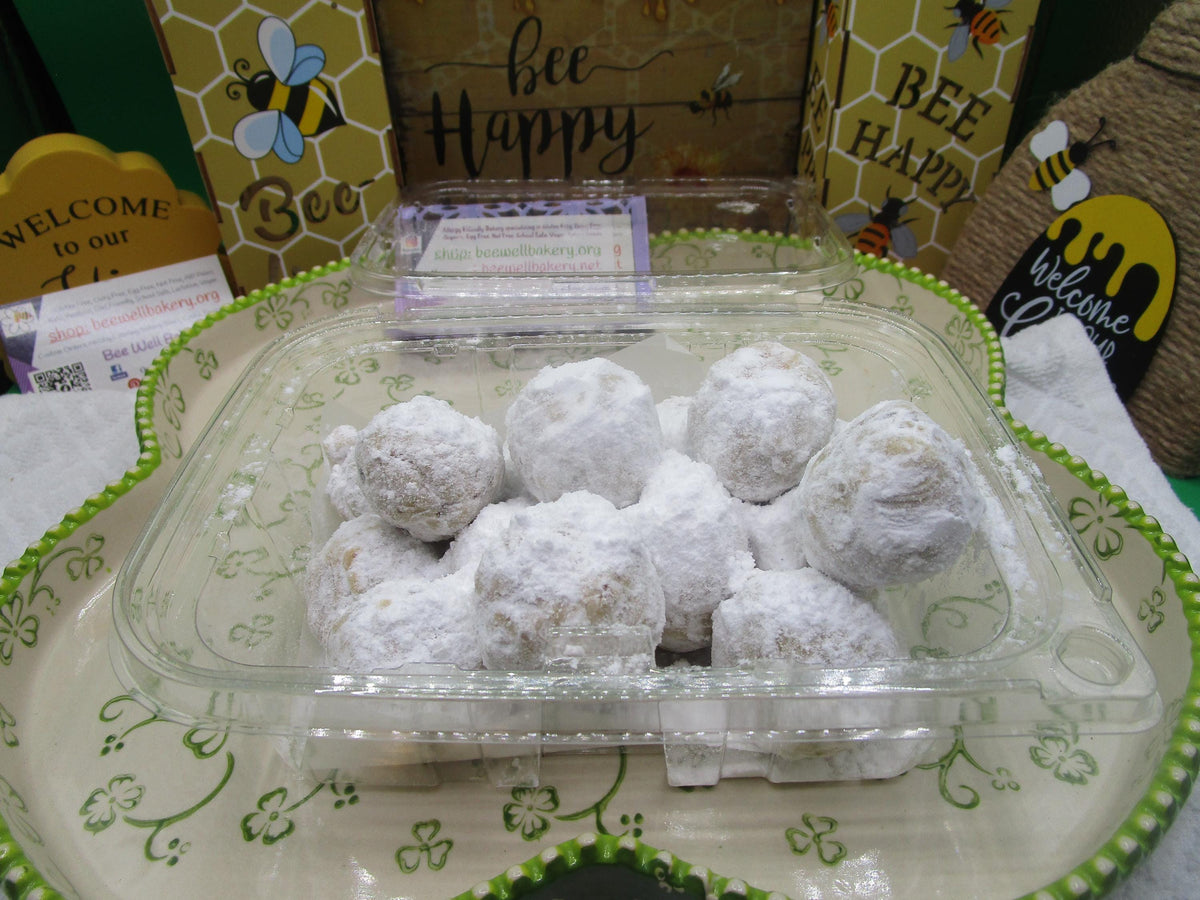 Gluten Free Mexican Wedding Cake Cookies, Dairy Free, Egg Free, Vegan, Father's Day Gift, Healthy Snacks, Russian Teacake, Pecan Melt aways