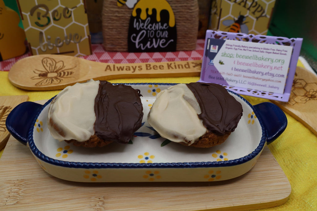 High Protein Black & White Cookies, Sugar Free, Vegan, Gluten Free, Dairy Free, Nut Free, Allergy Friendly Bakery, Fitness Gifts, Low Carb