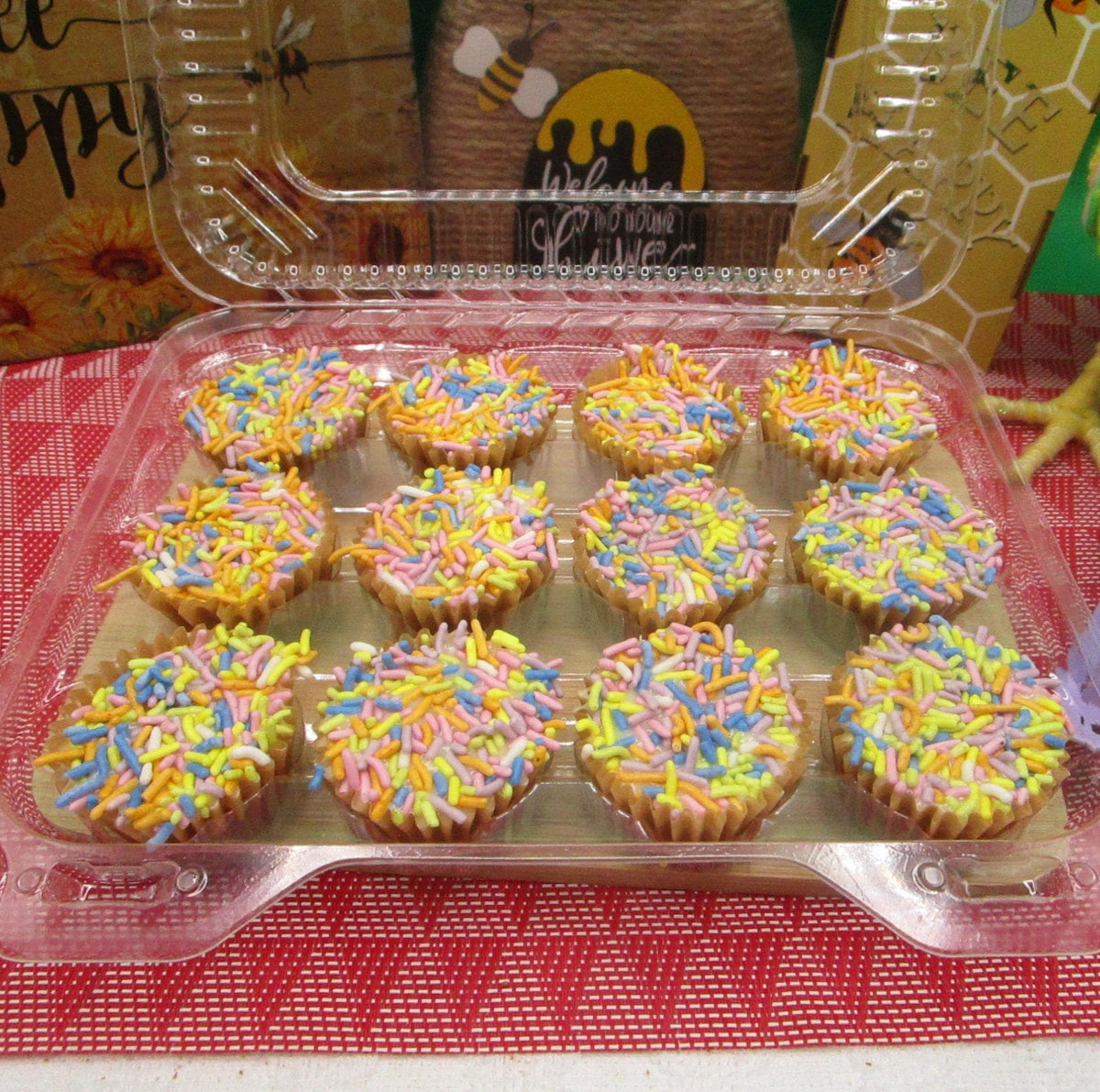 Mini Gluten Free Cupcakes, Peep marshmallow, Dairy Free, Vegan, Nut Free, Easter Snacks, School Safe, Natural Sprinkles, Chocolate Vanilla