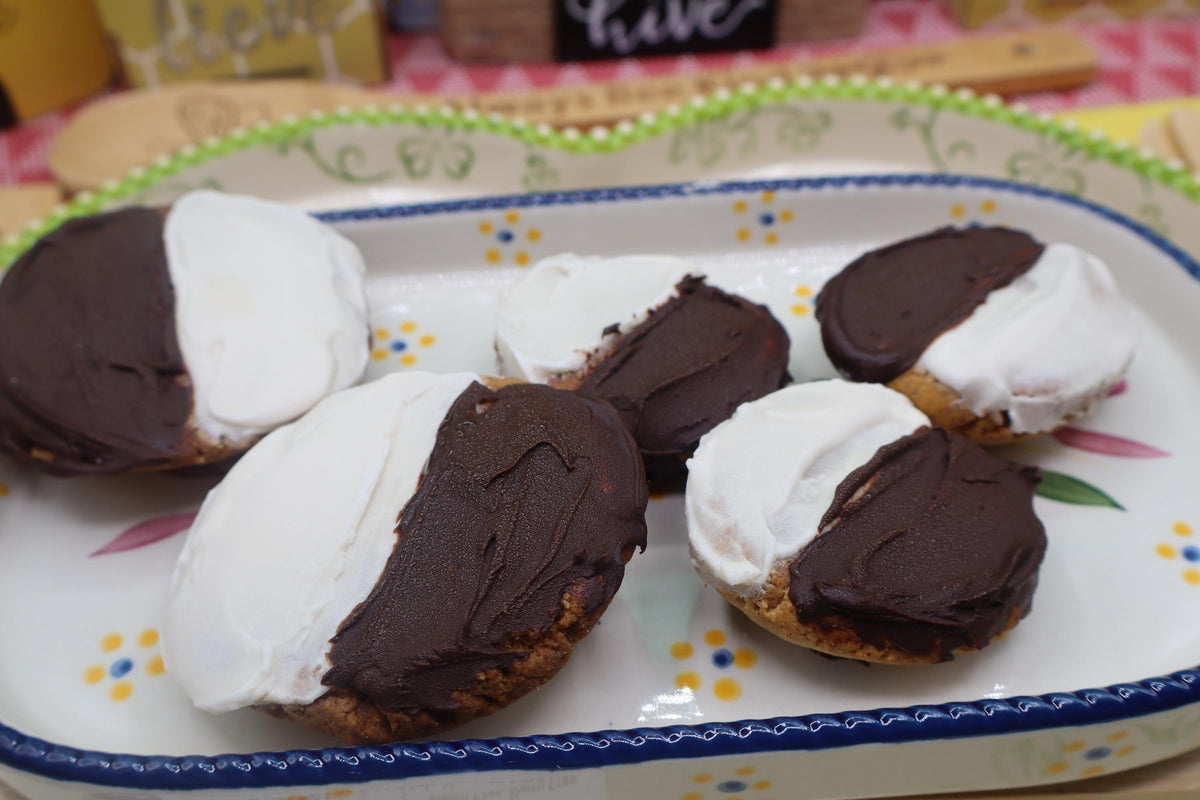 High Protein Black & White Cookies, Sugar Free, Vegan, Gluten Free, Dairy Free, Nut Free, Allergy Friendly Bakery, Fitness Gifts, Low Carb