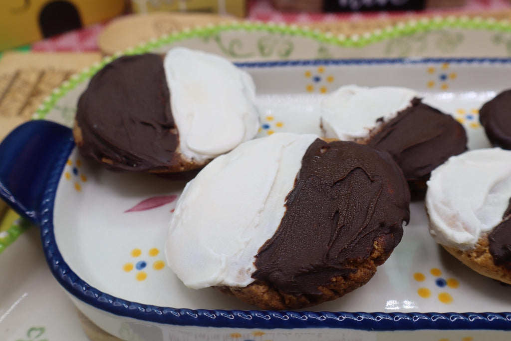 High Protein Black & White Cookies, Sugar Free, Vegan, Gluten Free, Dairy Free, Nut Free, Allergy Friendly Bakery, Fitness Gifts, Low Carb