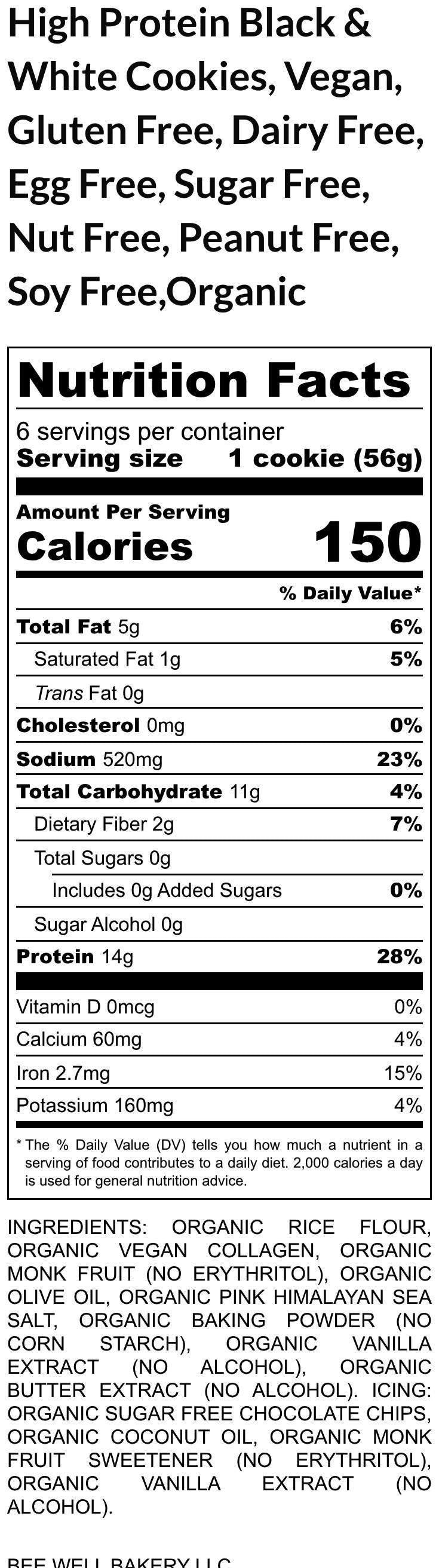 High Protein Black & White Cookies, Sugar Free, Vegan, Gluten Free, Dairy Free, Nut Free, Allergy Friendly Bakery, Fitness Gifts, Low Carb